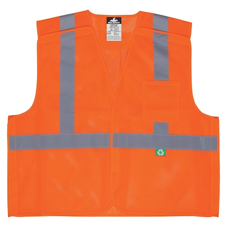 Mcr Safety ANSI Class 2 HV Rcyld Mtrls Brkawy Vest, XL RXCL2MO-XL